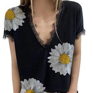 Women's V-neck sunflower tunic